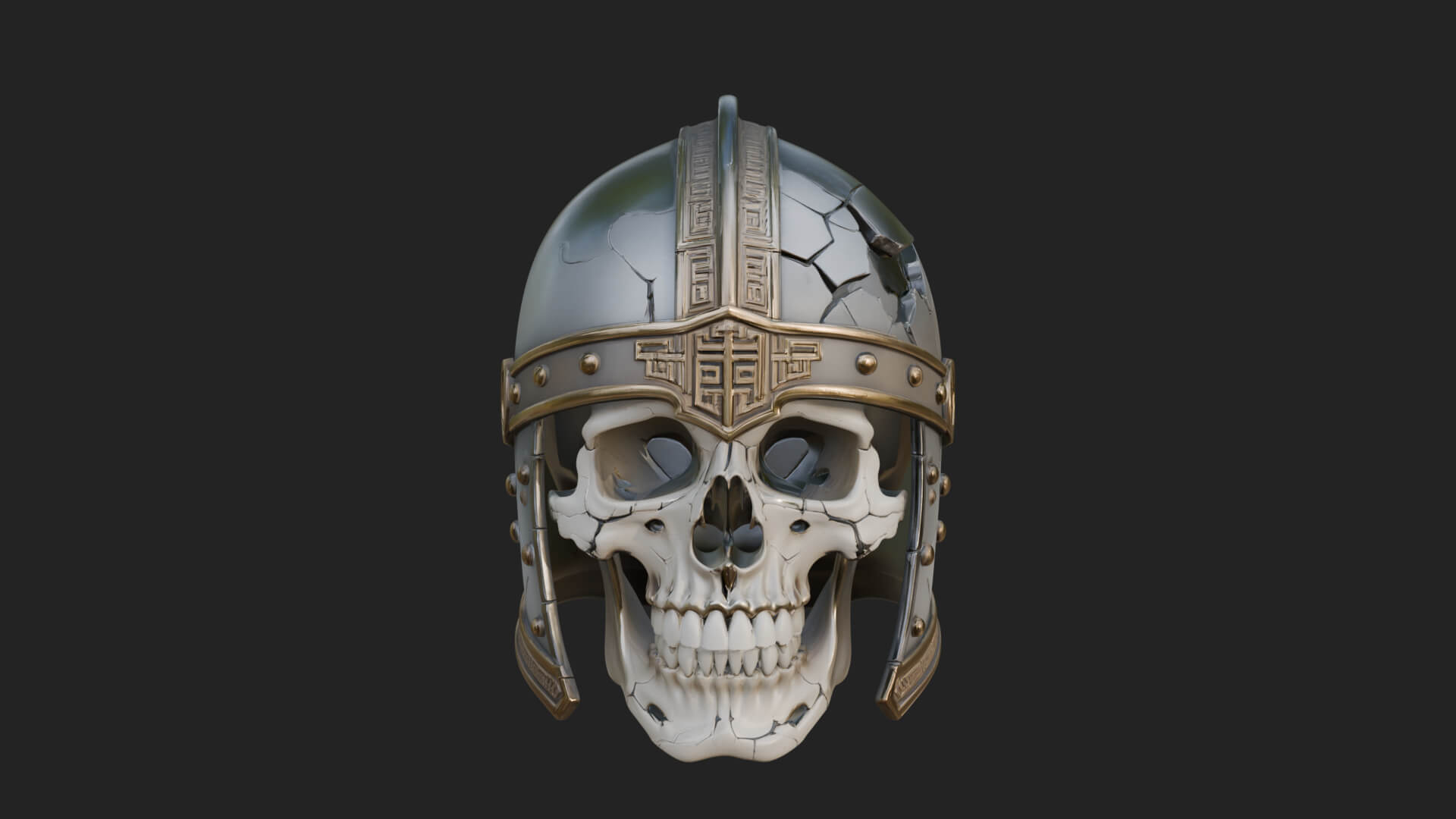 Skeleton Knight Bust Statue Design 6 3D Print Model 3D Model