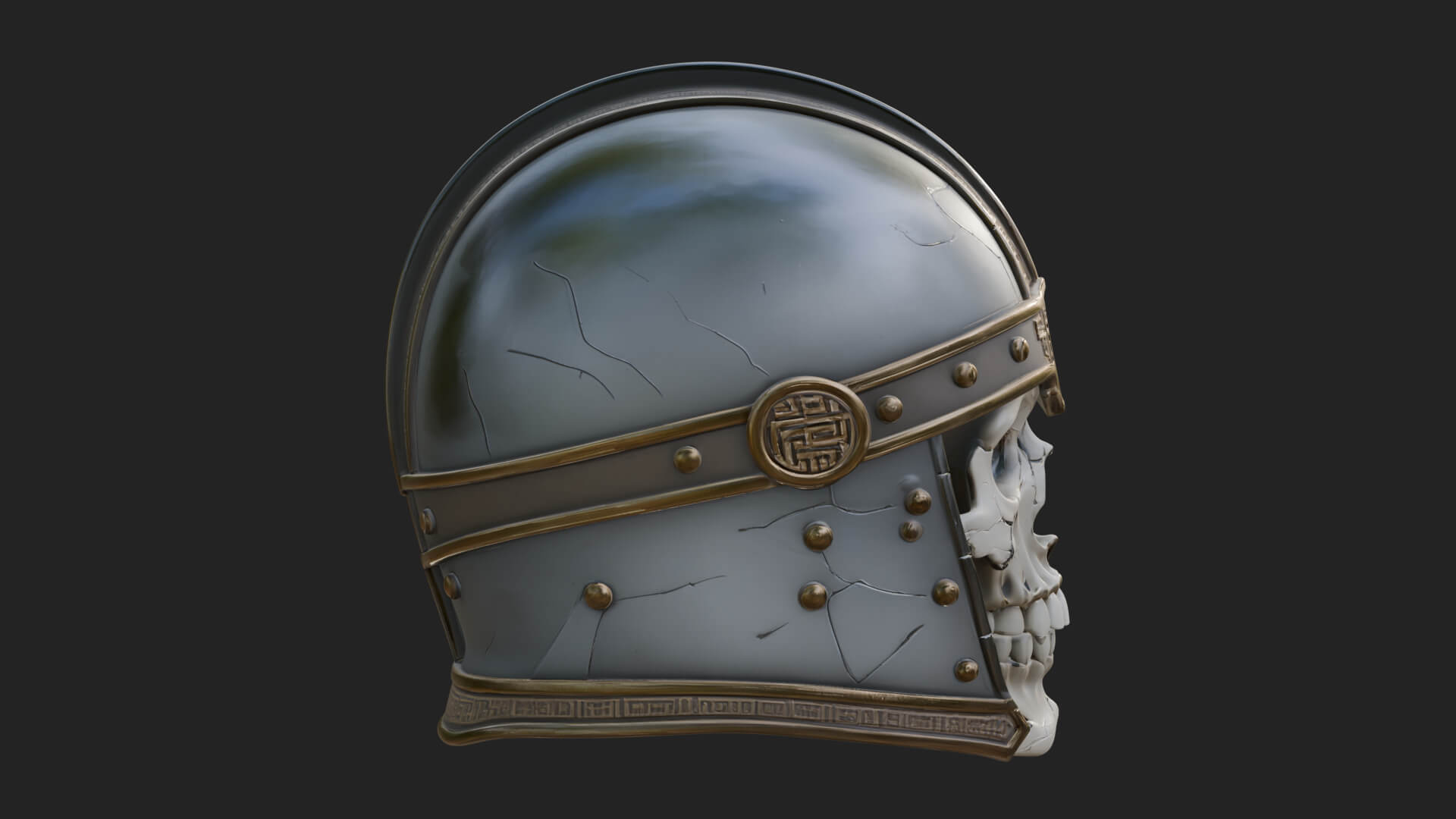 Skeleton Knight Bust Statue Design 6 3D Print Model 3D Model