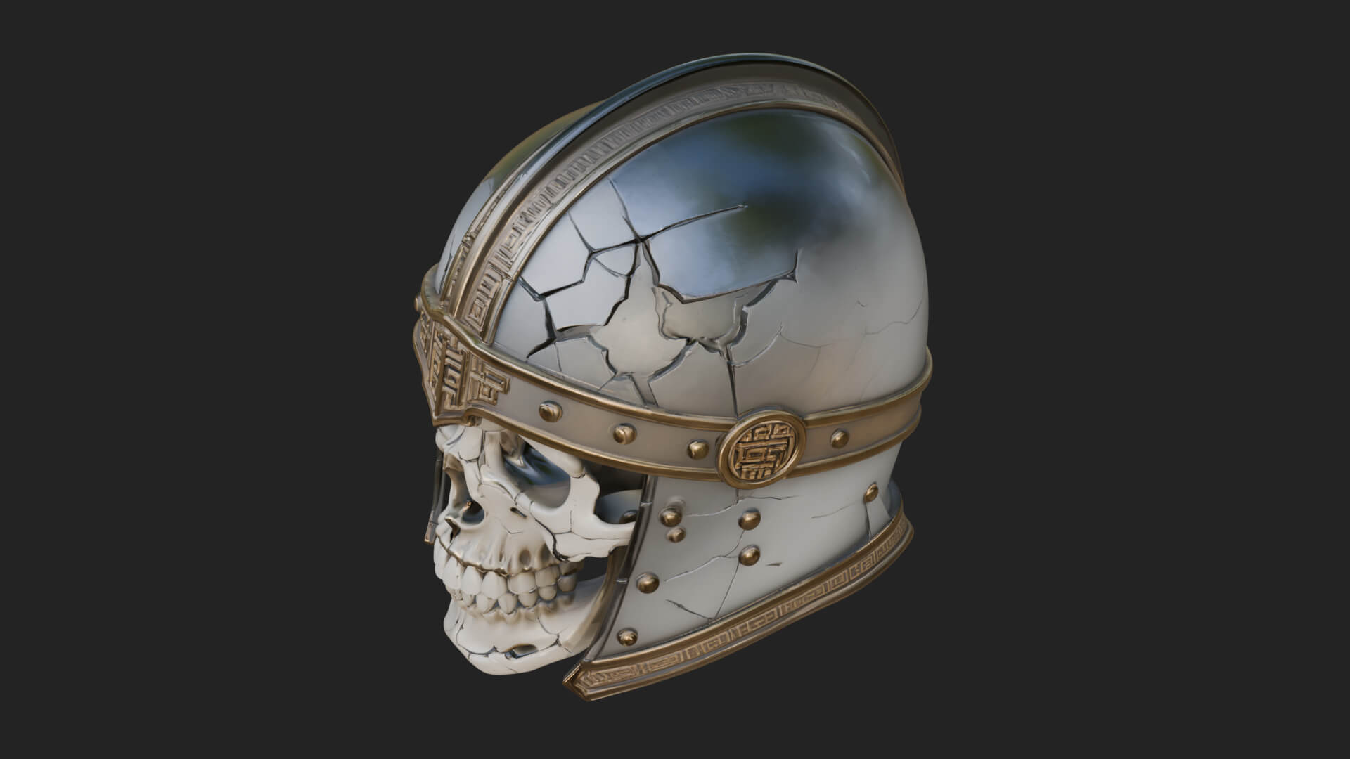 Skeleton Knight Bust Statue Design 6 3D Print Model 3D Model