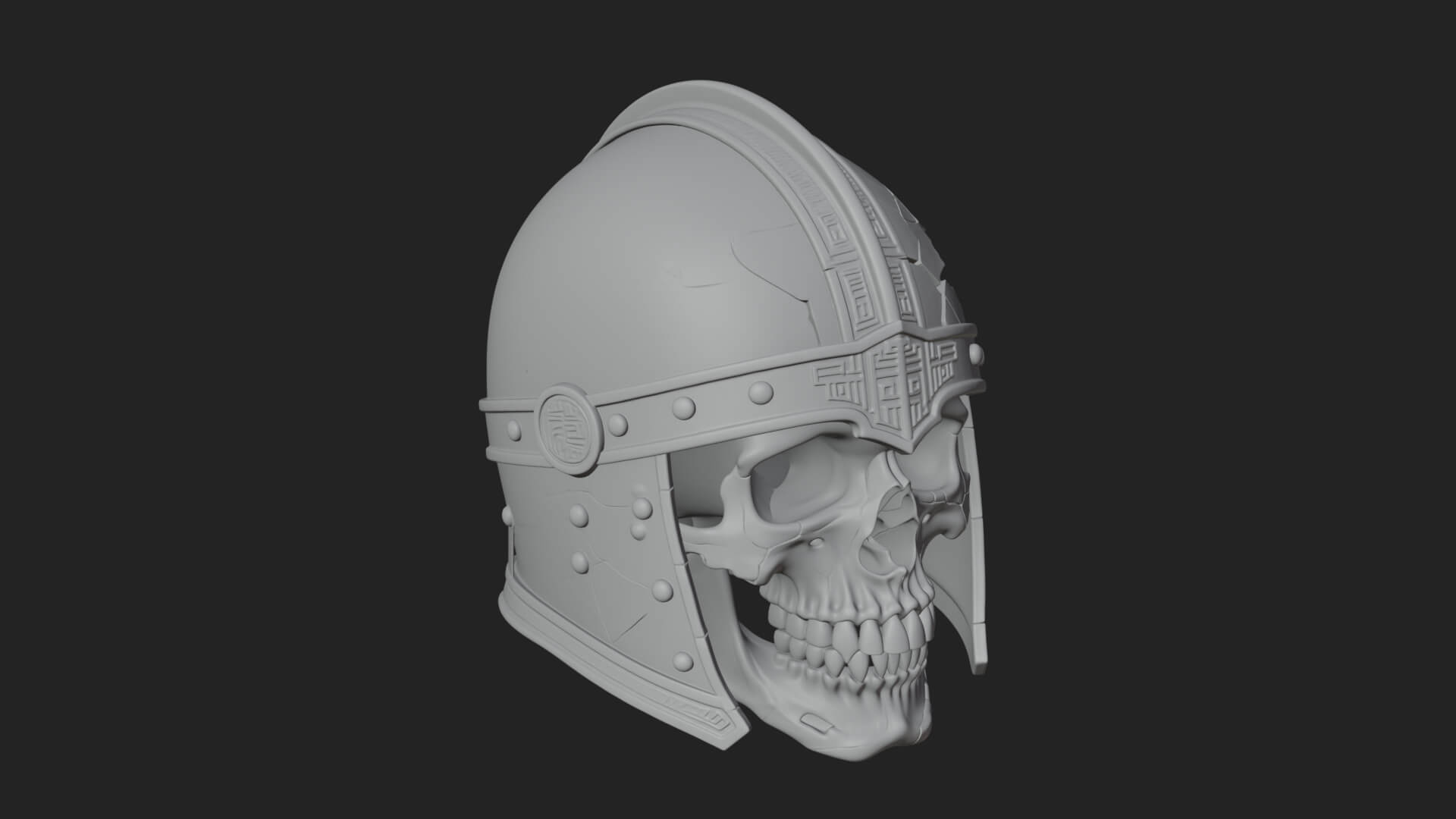 Skeleton Knight Bust Statue Design 6 3D Print Model 3D Model