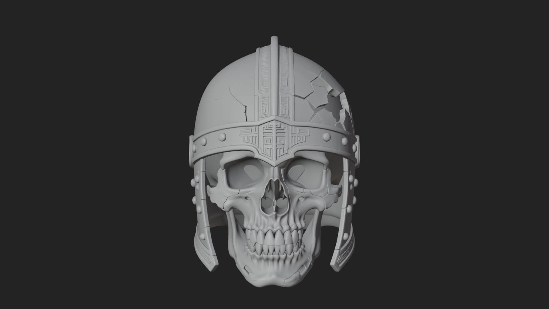 Skeleton Knight Bust Statue Design 6 3D Print Model 3D Model