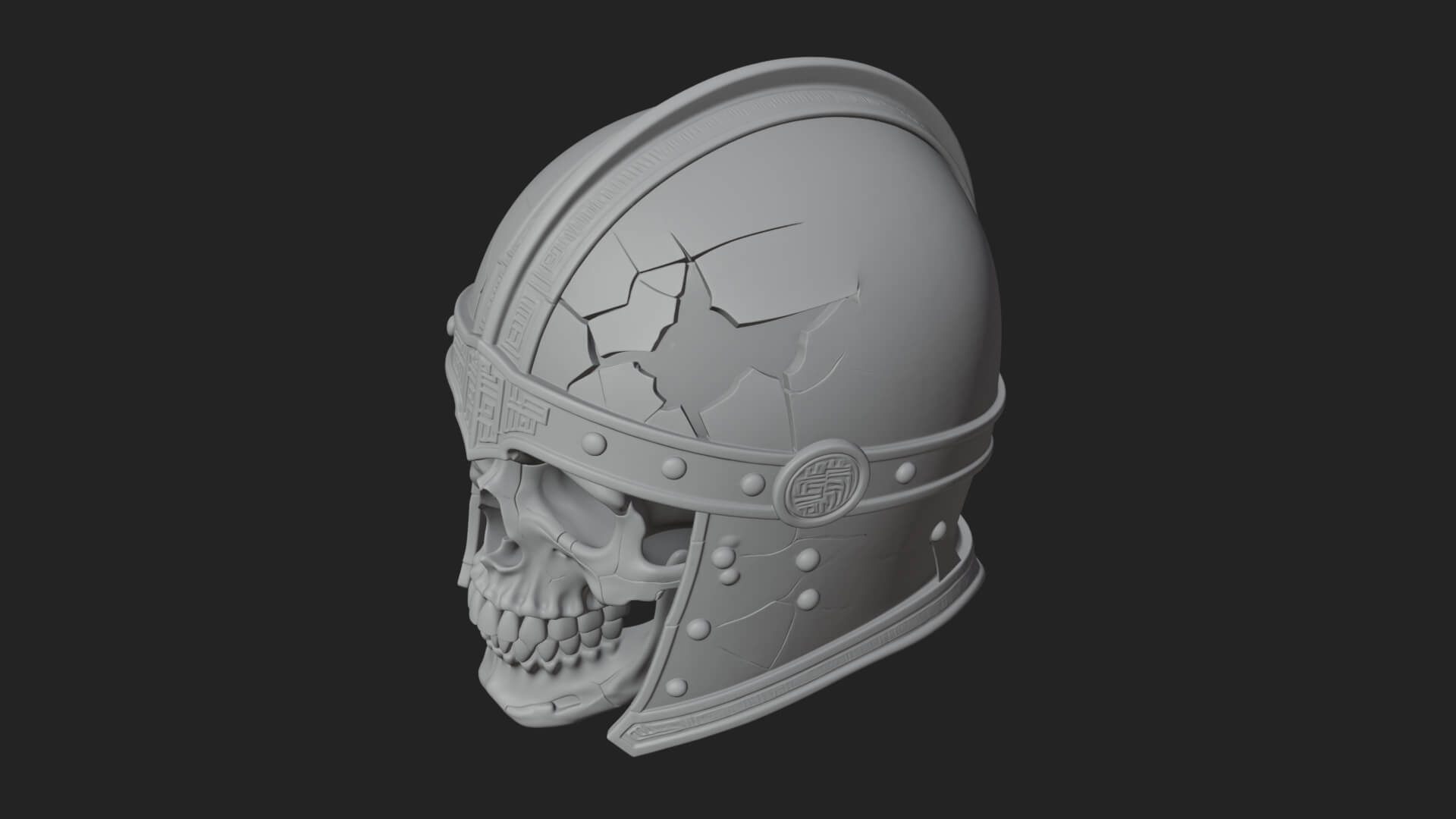Skeleton Knight Bust Statue Design 6 3D Print Model 3D Model
