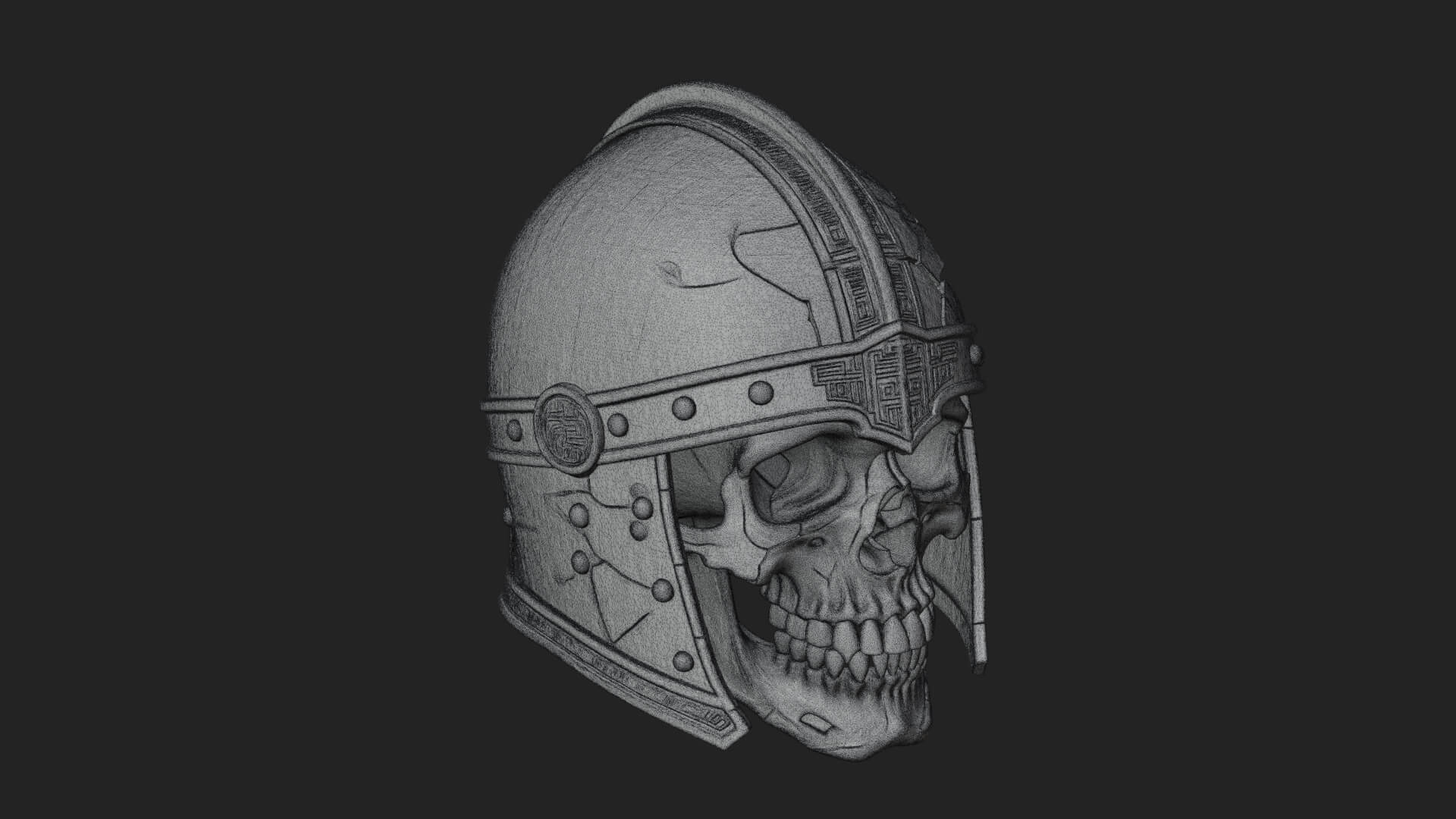 Skeleton Knight Bust Statue Design 6 3D Print Model 3D Model