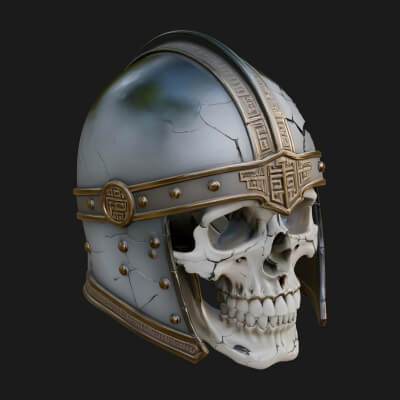Skeleton Knight Bust Statue Design 6 3D Print Model