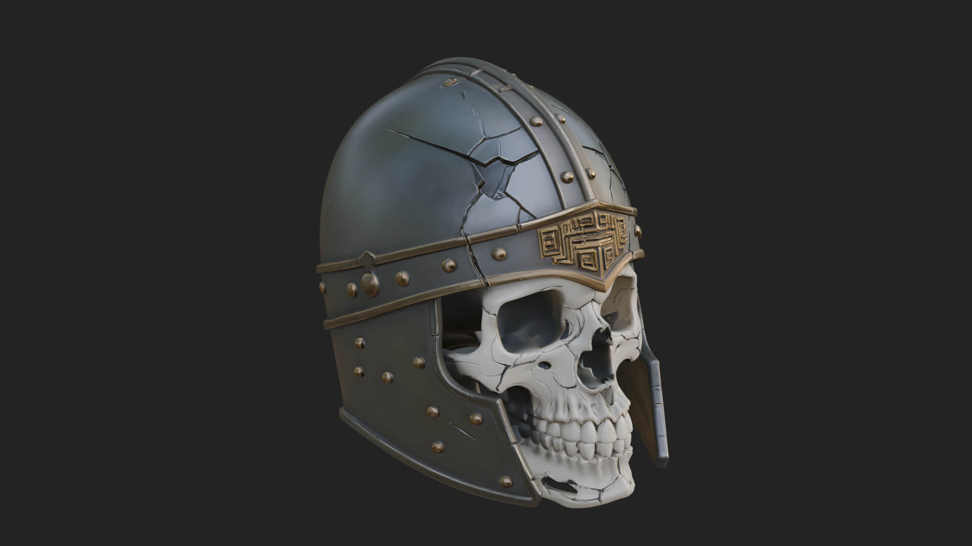 Skeleton Knight Bust Statue Design 7 3D Print Model 3D Model