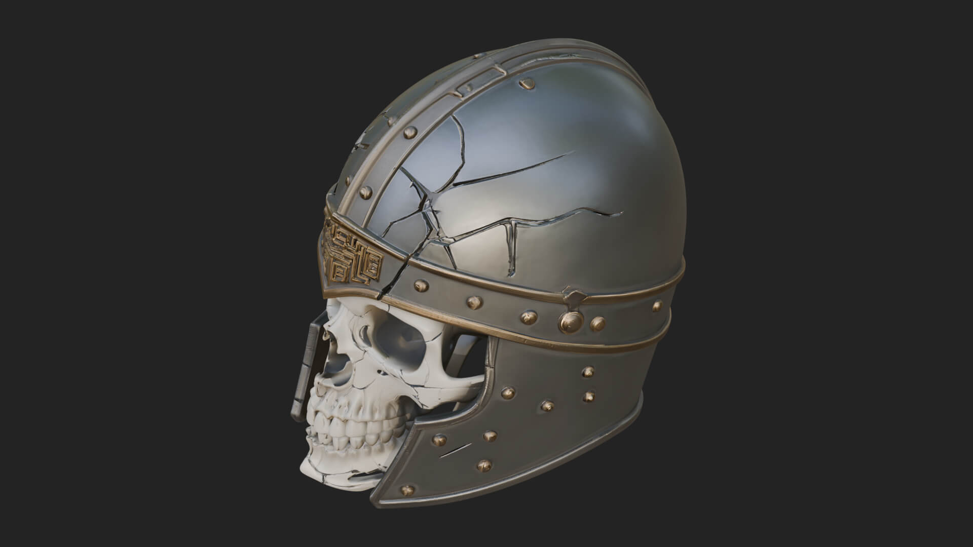 Skeleton Knight Bust Statue Design 7 3D Print Model 3D Model