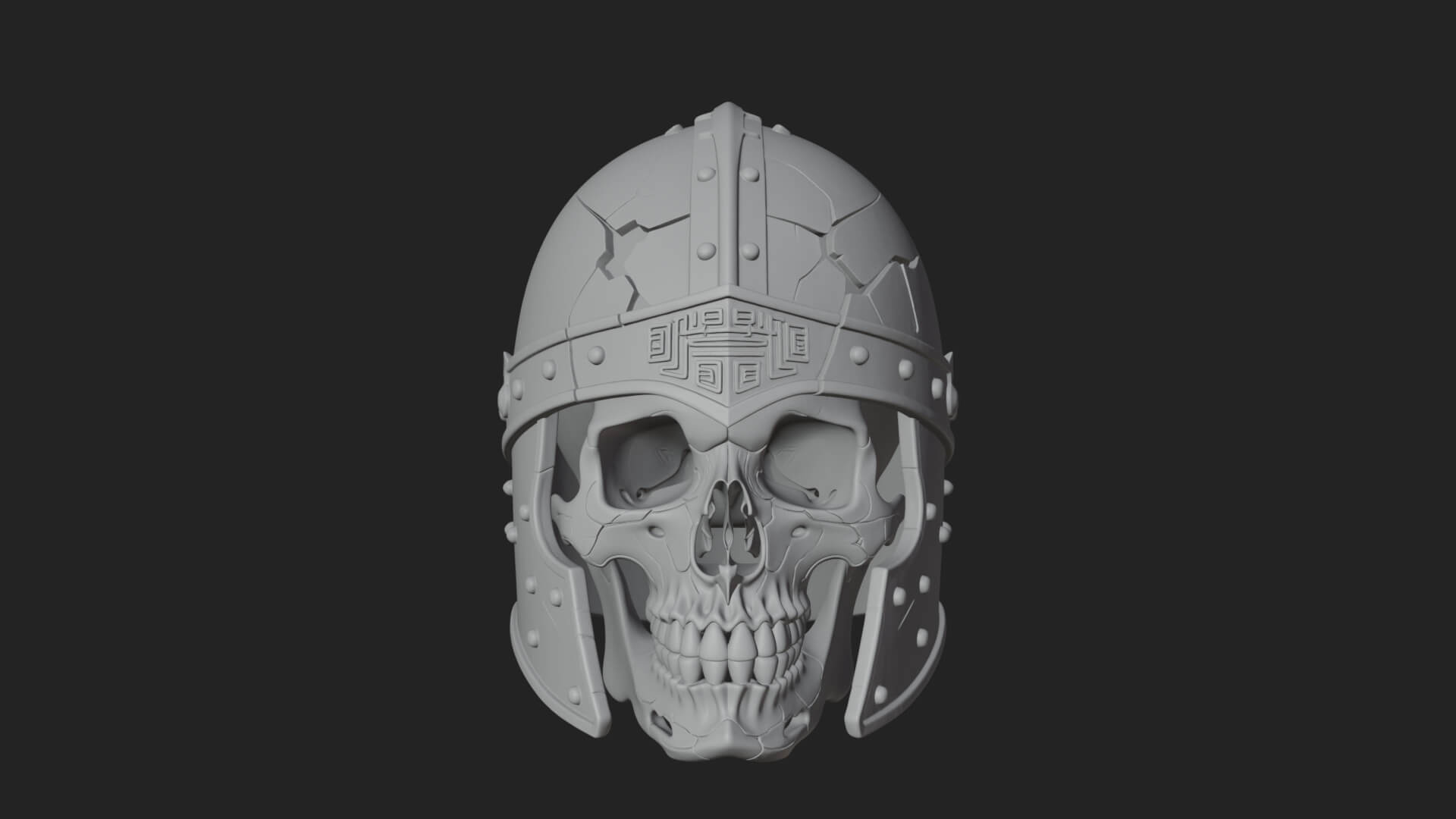 Skeleton Knight Bust Statue Design 7 3D Print Model 3D Model