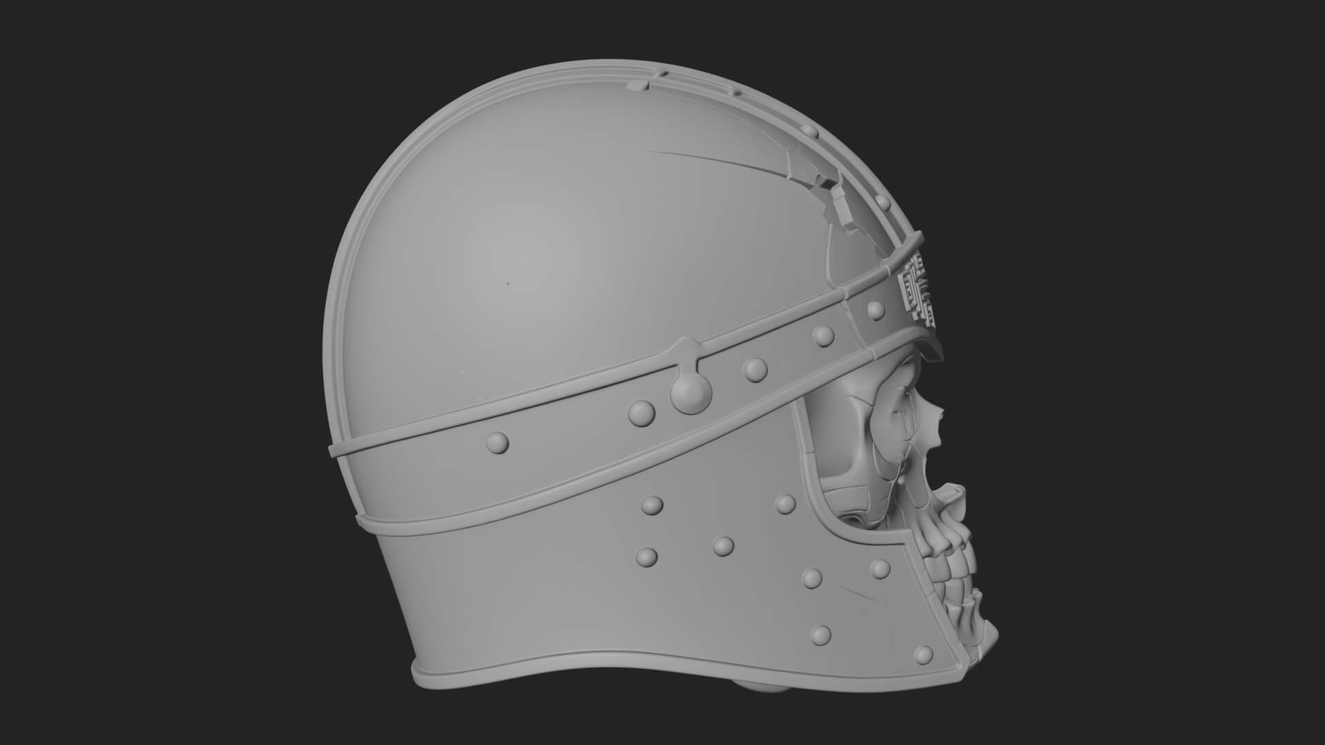 Skeleton Knight Bust Statue Design 7 3D Print Model 3D Model