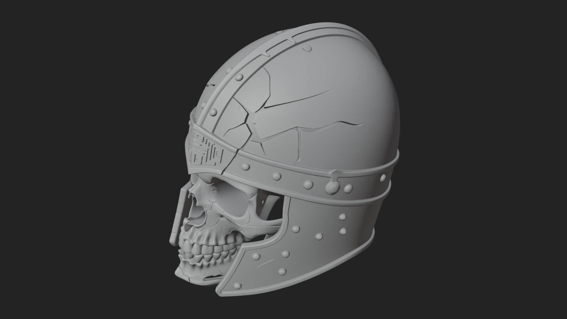 Skeleton Knight Bust Statue Design 7 3D Print Model 3D Model