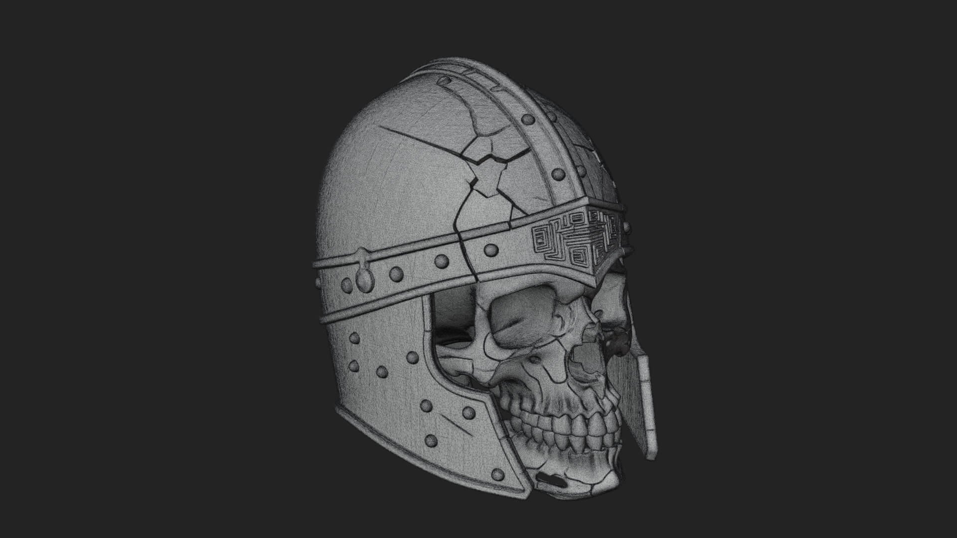 Skeleton Knight Bust Statue Design 7 3D Print Model 3D Model