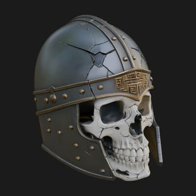 Skeleton Knight Bust Statue Design 7 3D Print Model