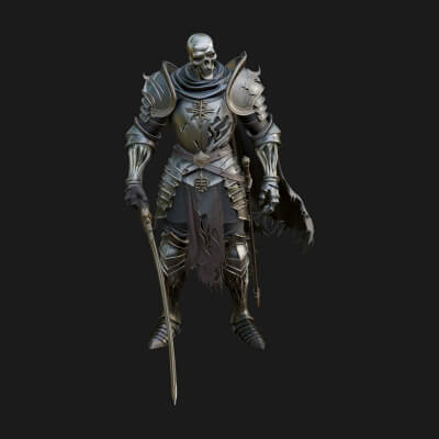 Skeleton Knight Statue Design 10 3D Print Model