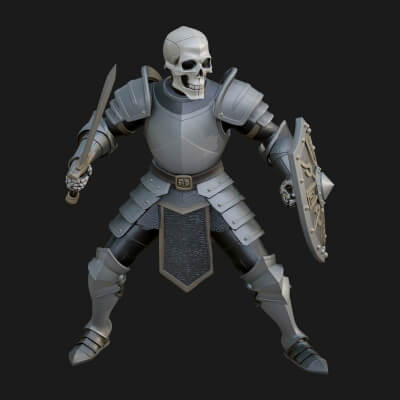 Skeleton Knight Statue Design 2 3D Print Model