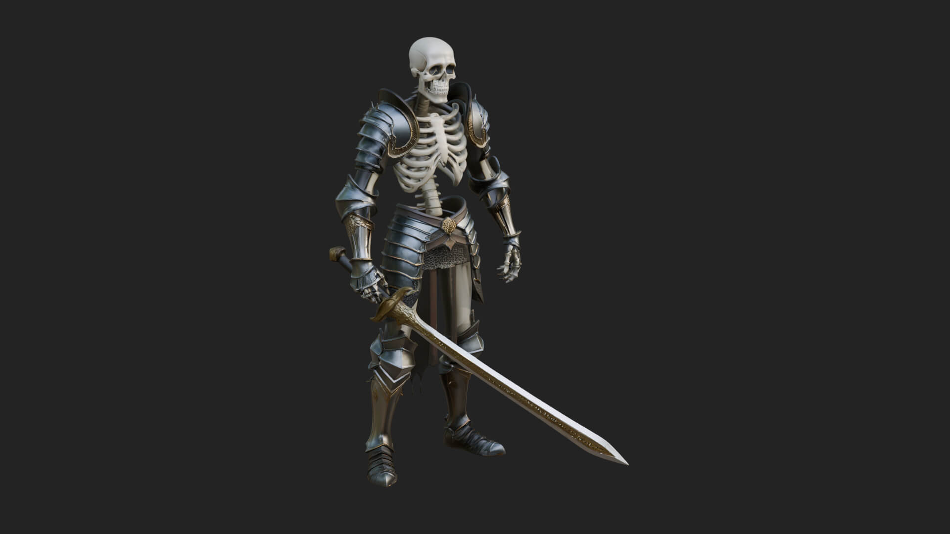 Skeleton Knight Statue Design 4 3D Print Model 3D Model
