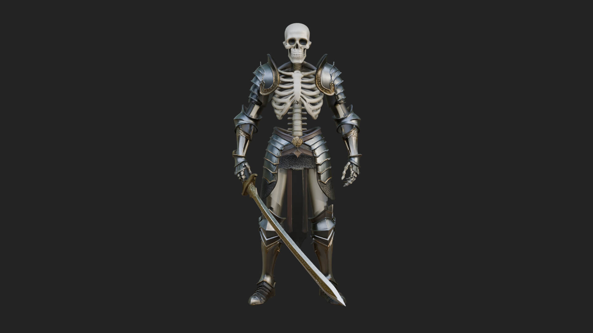 Skeleton Knight Statue Design 4 3D Print Model 3D Model