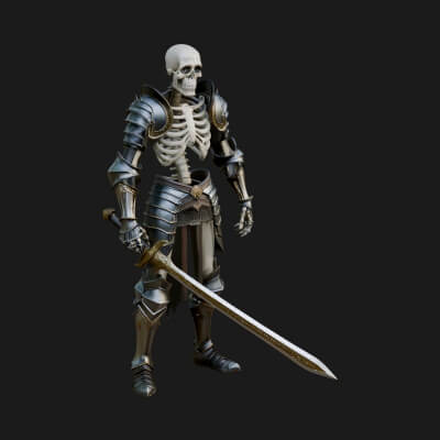 Skeleton Knight Statue Design 4 3D Print Model
