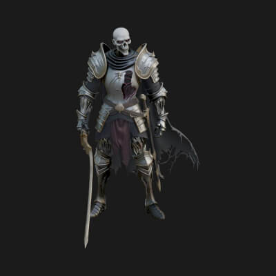 Skeleton Knight Statue Design 5 3D Print Model