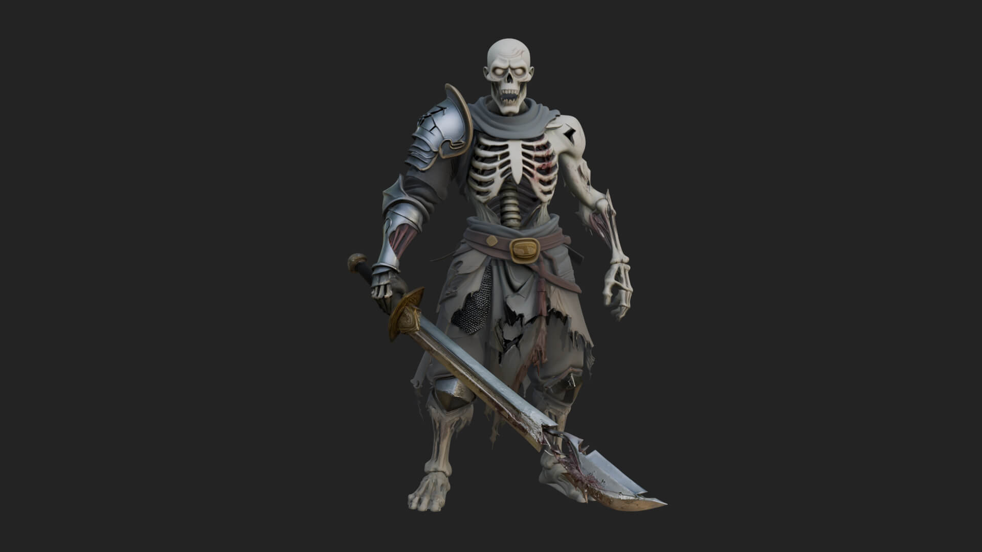 Skeleton Knight Statue Design 6 3D Print Model 3D Model