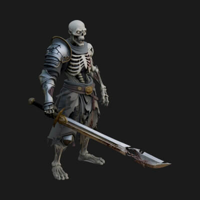 Skeleton Knight Statue Design 6 3D Print Model