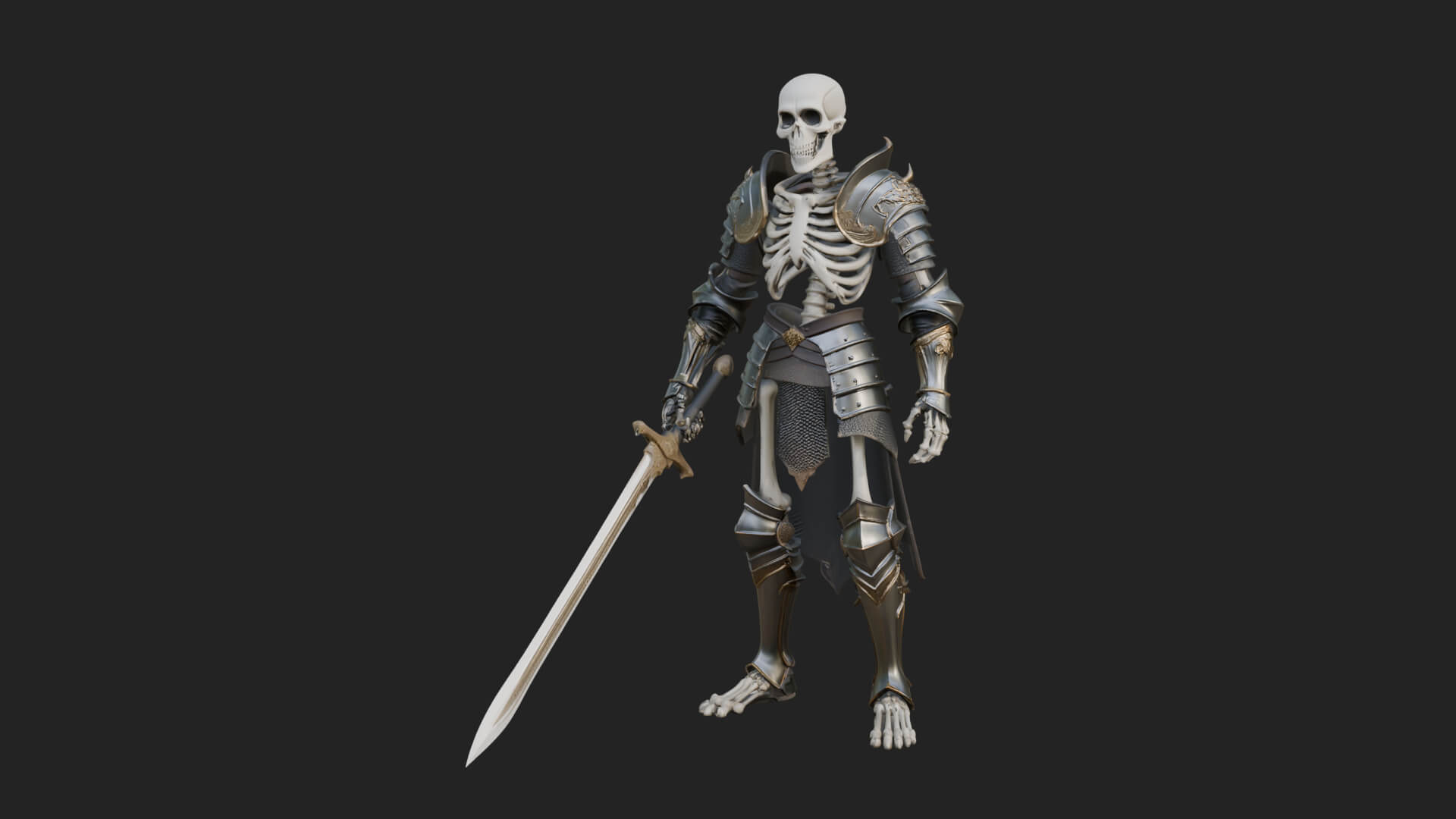 Skeleton Knight Statue Design 7 3D Print Model 3D Model