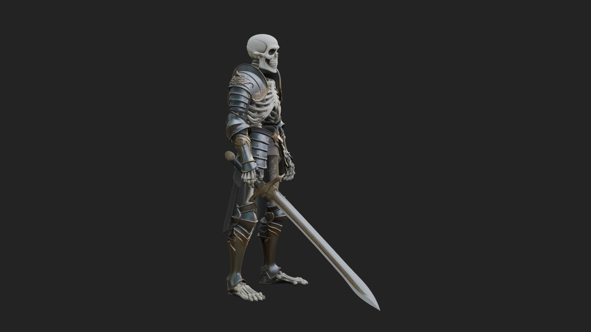 Skeleton Knight Statue Design 7 3D Print Model 3D Model