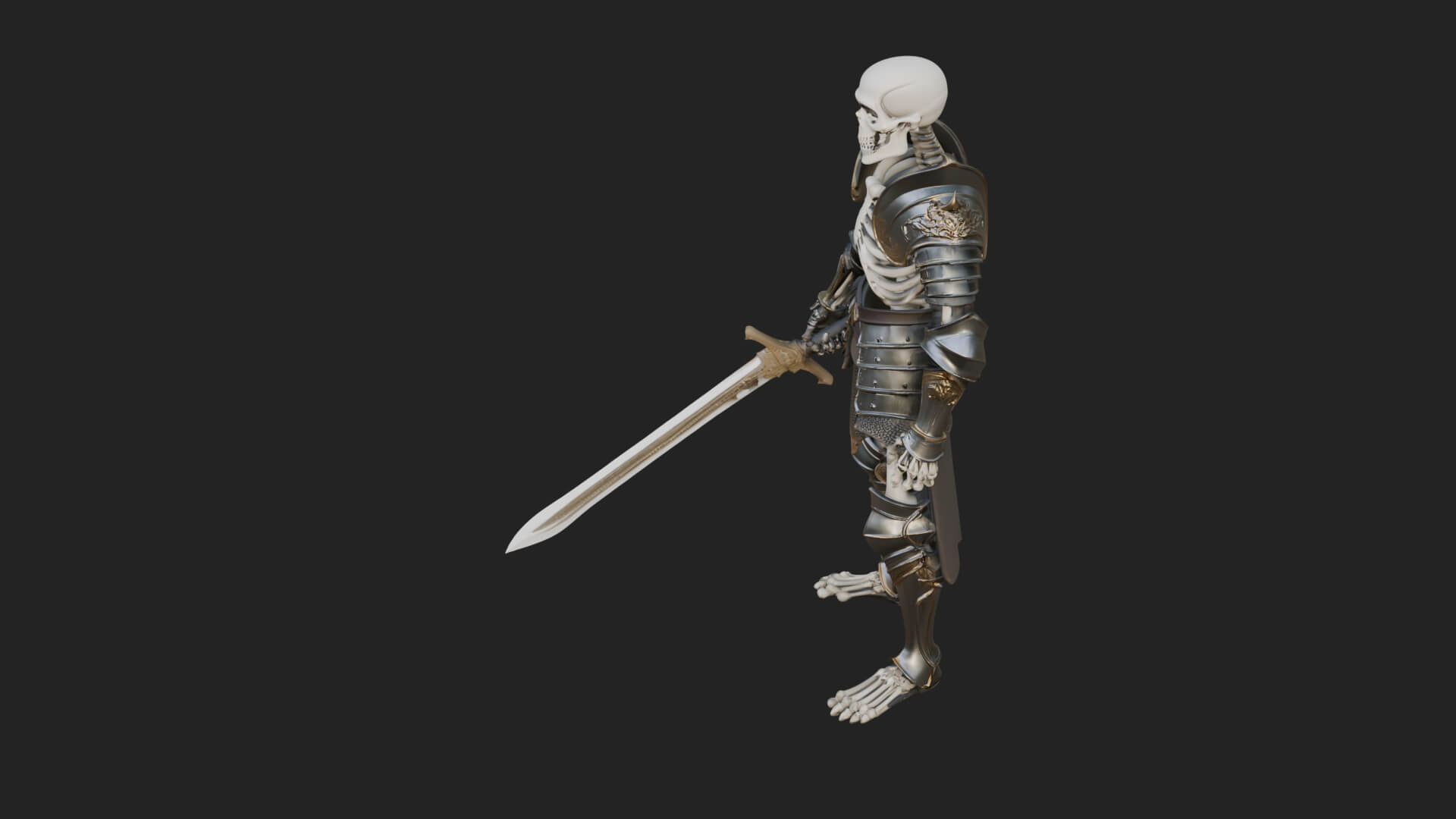 Skeleton Knight Statue Design 7 3D Print Model 3D Model