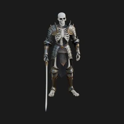 Skeleton Knight Statue Design 7 3D Print Model