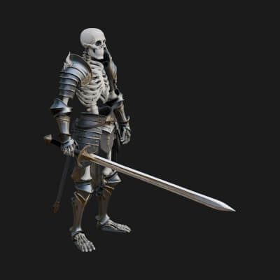 Skeleton Knight Statue Design 9 3D Print Model