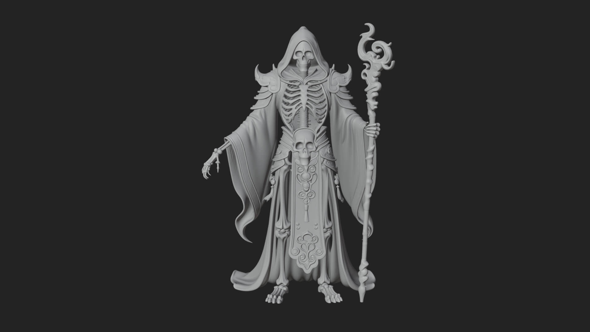 Skeleton Lich Statue Design 1 3D Print Model 3D Model