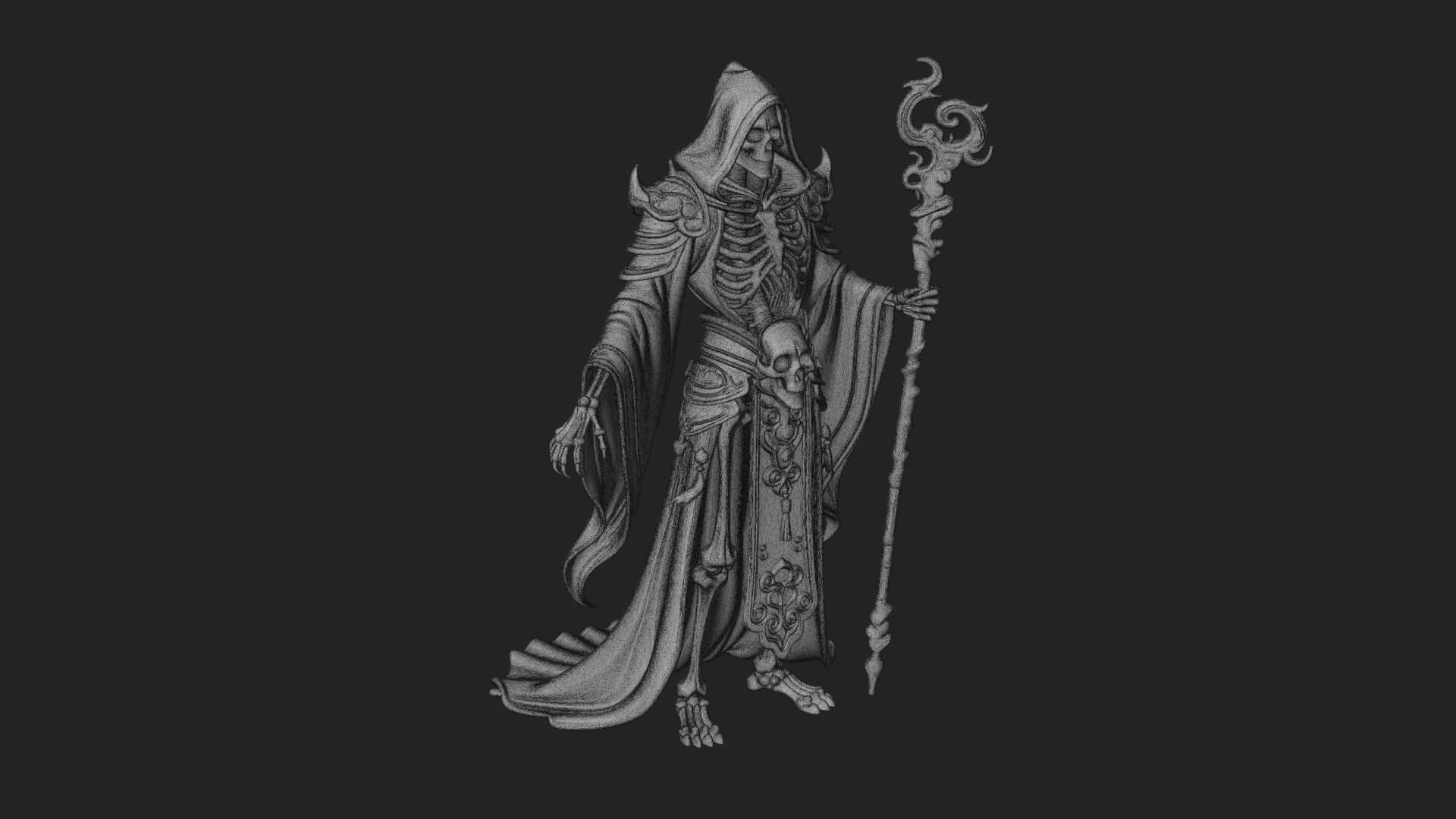 Skeleton Lich Statue Design 1 3D Print Model 3D Model