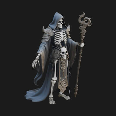 Skeleton Lich Statue Design 1 3D Print Model