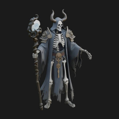 Skeleton Lich Statue Design 10 3D Print Model