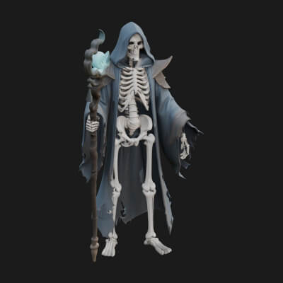 Skeleton Lich Statue Design 11 3D Print Model