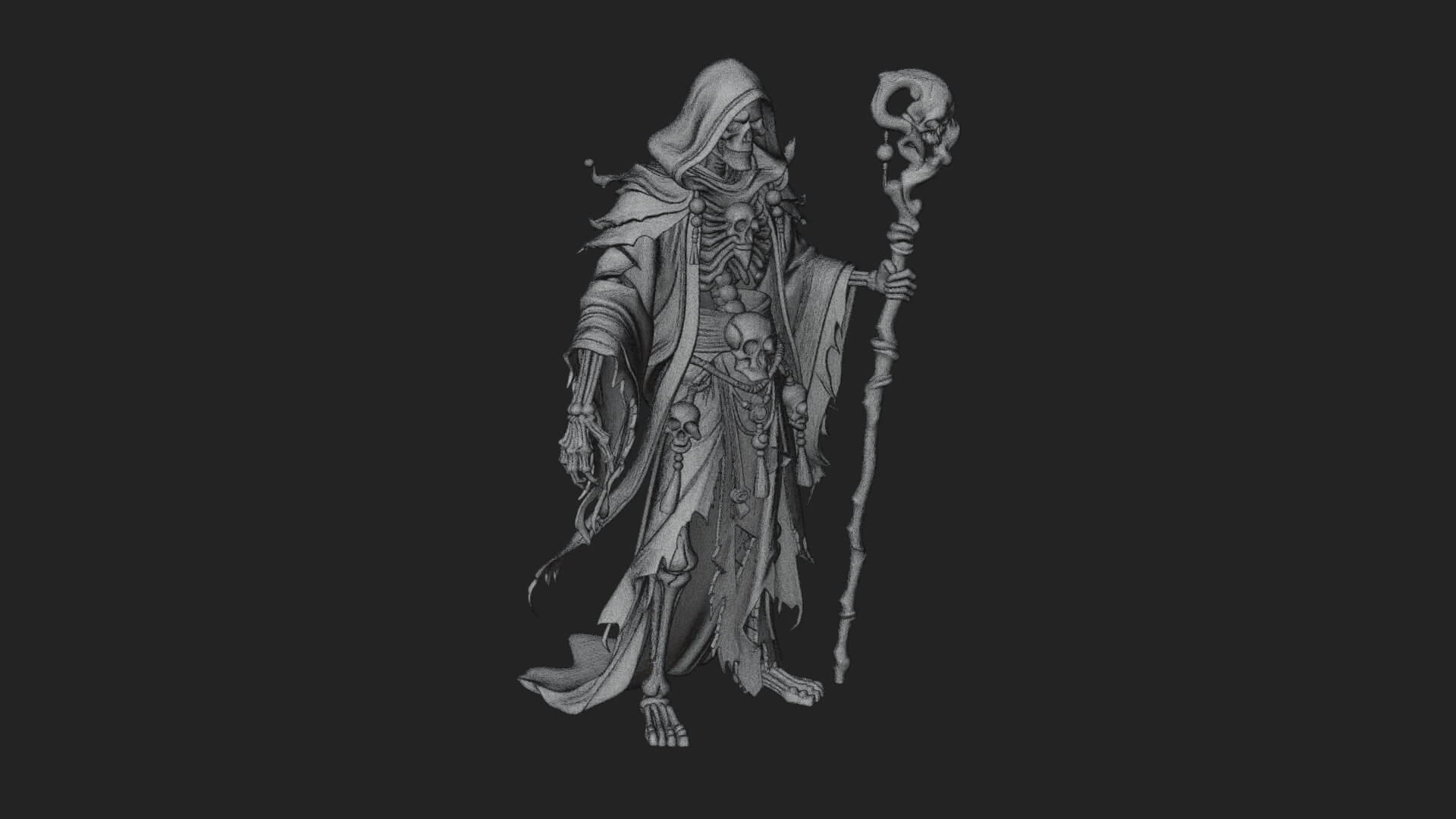 Skeleton Lich Statue Design 12 3D Print Model 3D Model