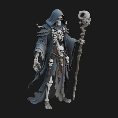 Skeleton Lich Statue Design 12 3D Print Model