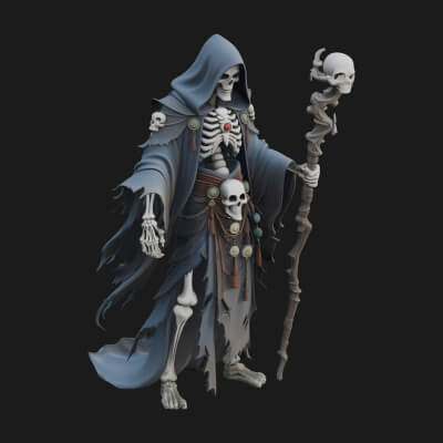 Skeleton Lich Statue Design 13 3D Print Model