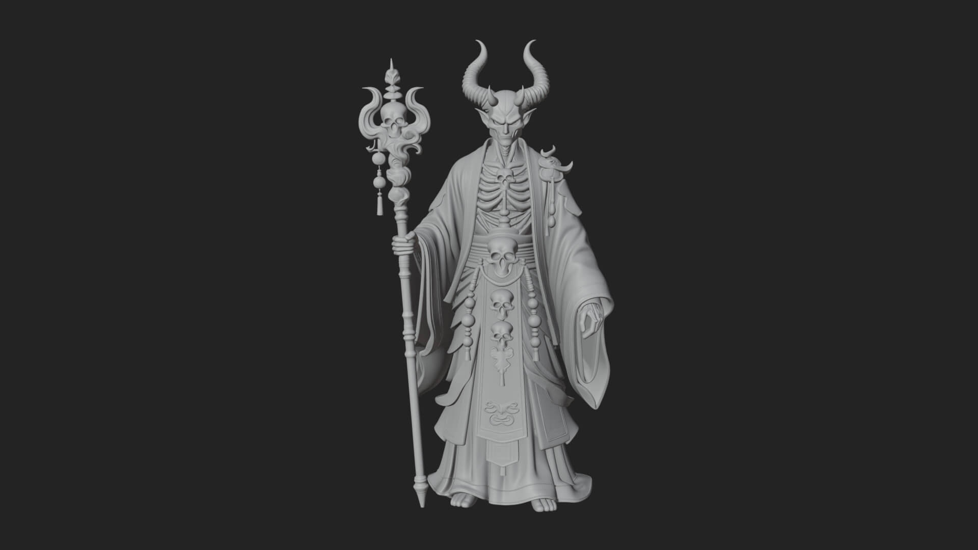 Skeleton Lich Statue Design 14 3D Print Model 3D Model