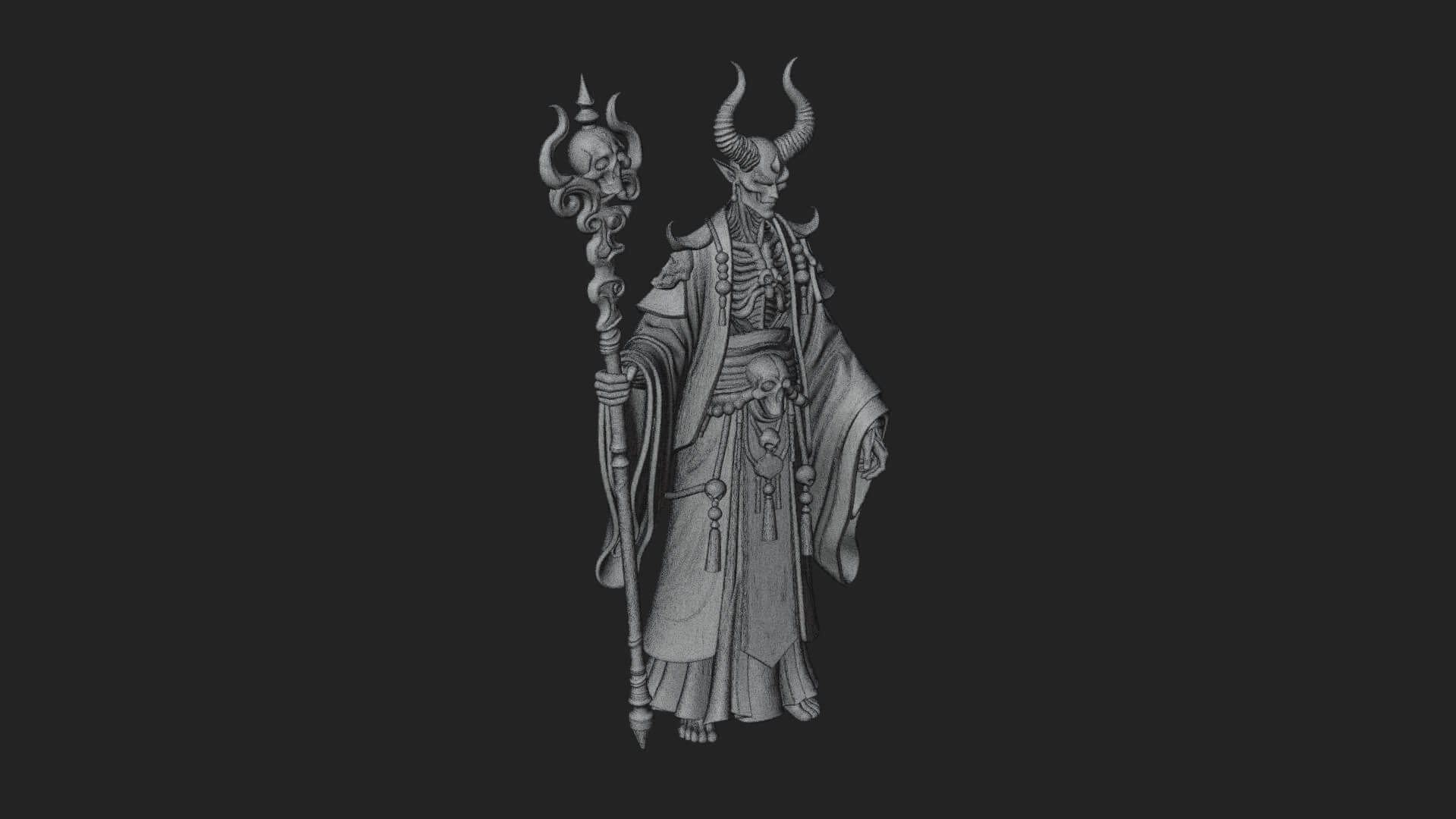 Skeleton Lich Statue Design 15 3D Print Model 3D Model