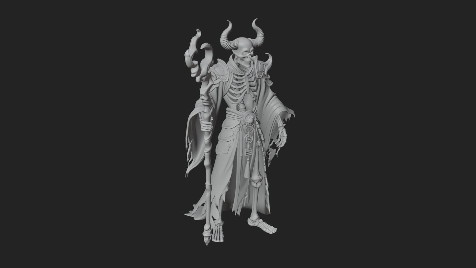 Skeleton Lich Statue Design 16 3D Print Model 3D Model
