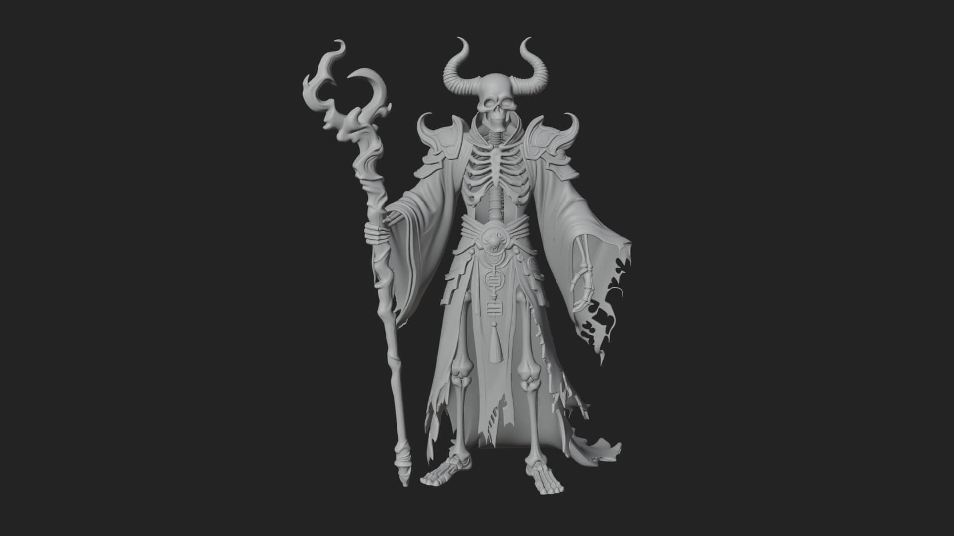 Skeleton Lich Statue Design 16 3D Print Model 3D Model