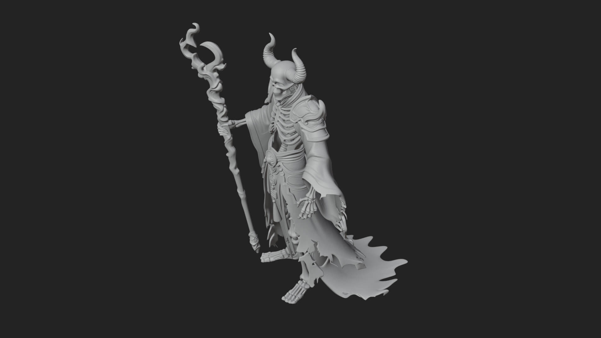 Skeleton Lich Statue Design 16 3D Print Model 3D Model