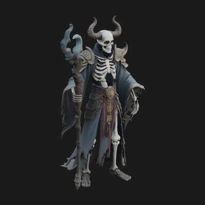 Skeleton Lich Statue Design 16 3D Print Model