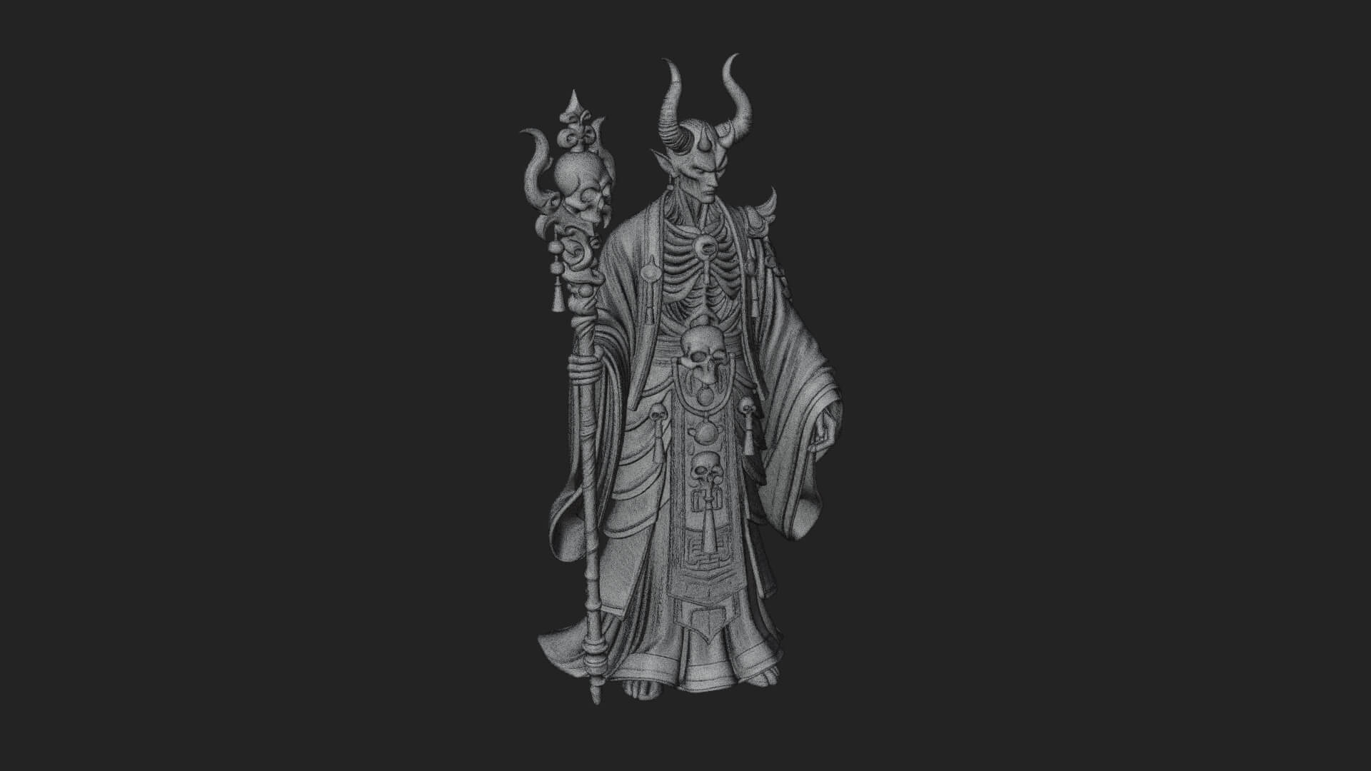Skeleton Lich Statue Design 19 3D Print Model 3D Model