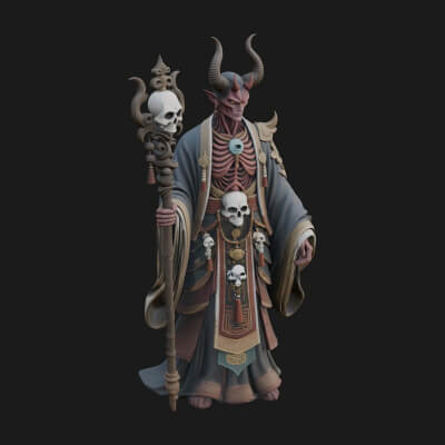 Skeleton Lich Statue Design 19 3D Print Model