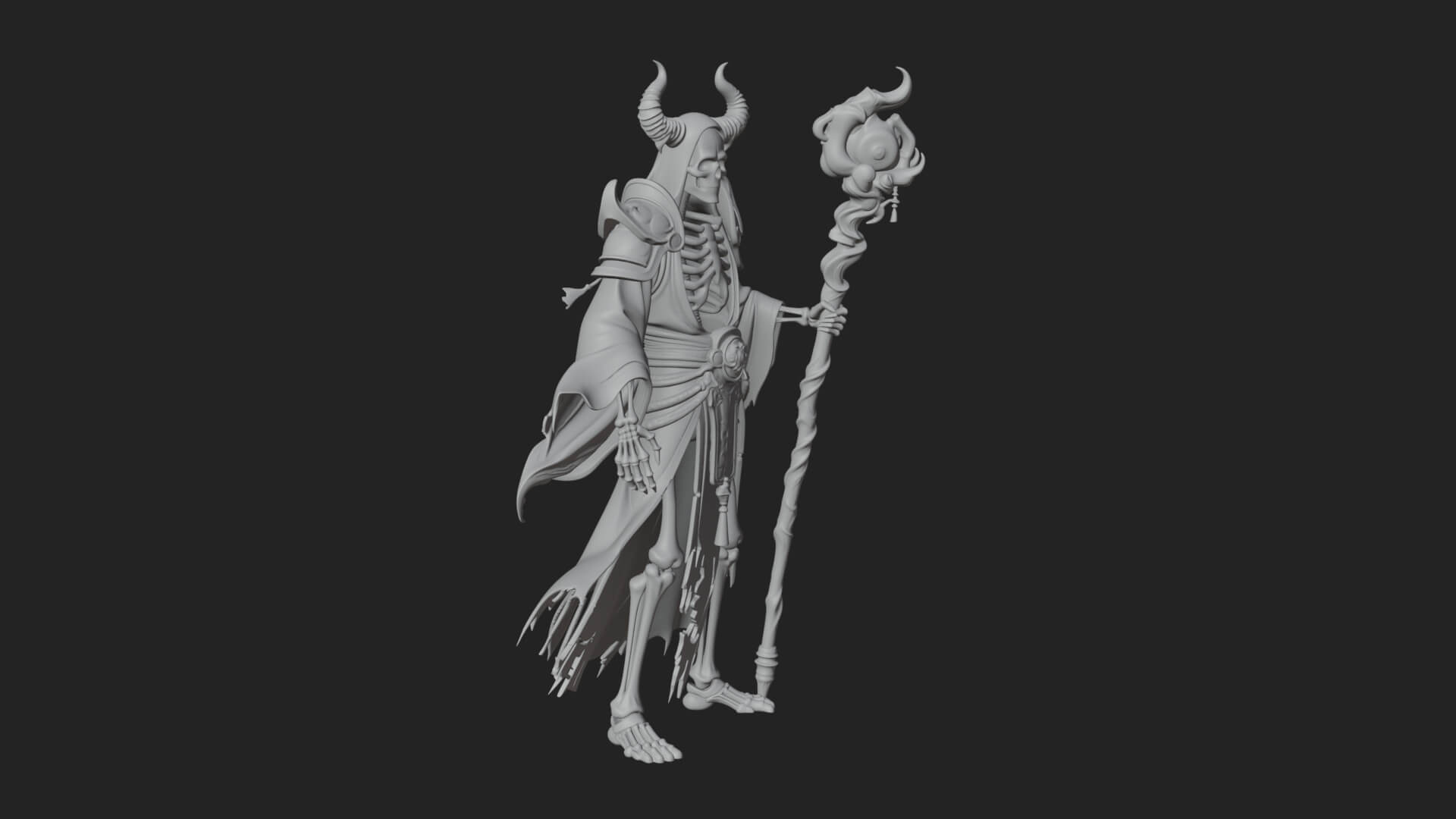 Skeleton Lich Statue Design 2 3D Print Model 3D Model