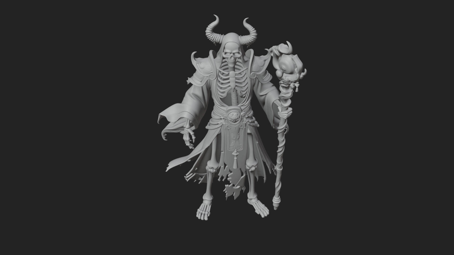 Skeleton Lich Statue Design 2 3D Print Model 3D Model