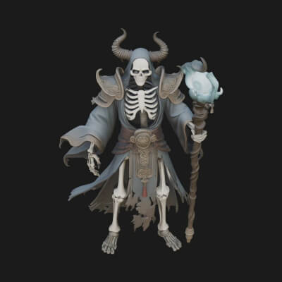 Skeleton Lich Statue Design 2 3D Print Model