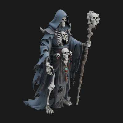 Skeleton Lich Statue Design 20 3D Print Model