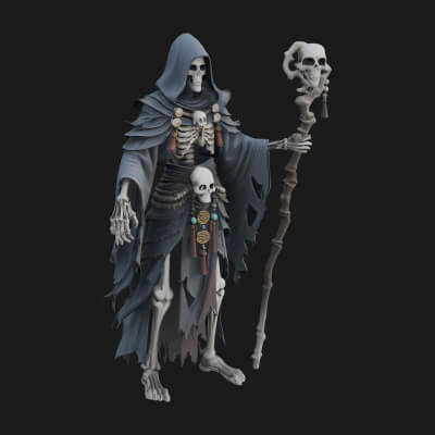 Skeleton Lich Statue Design 21 3D Print Model