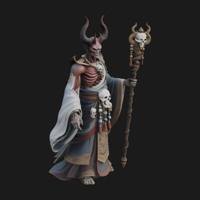 Skeleton Lich Statue Design 22 3D Print Model